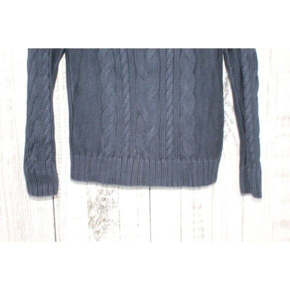 LL Bean Double L Cable Sweater Zip Cardigan Blue Size S Pet - Picture 9 of 10
